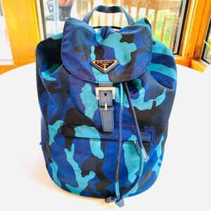 Rare! PRADA Tessuto Backpack in Blue Camo